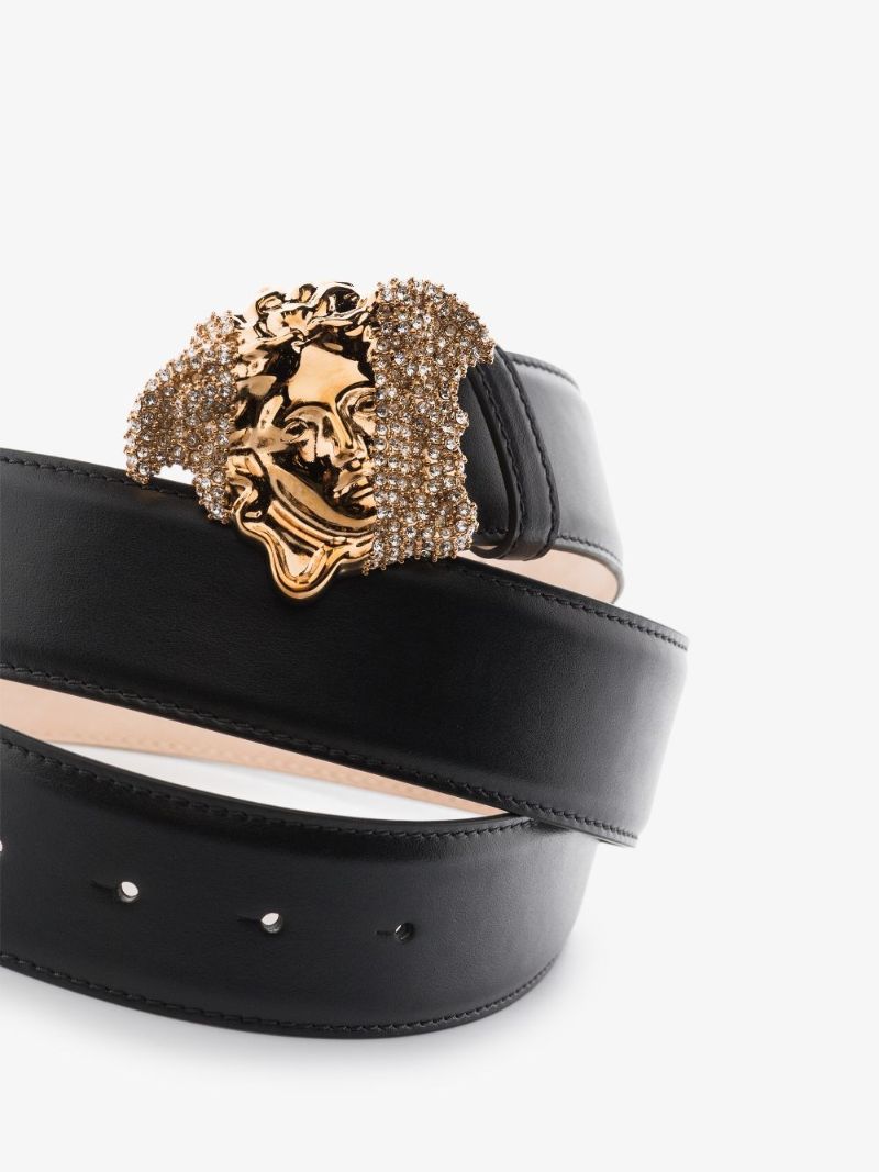 Black La Medusa Crystal Leather Belt