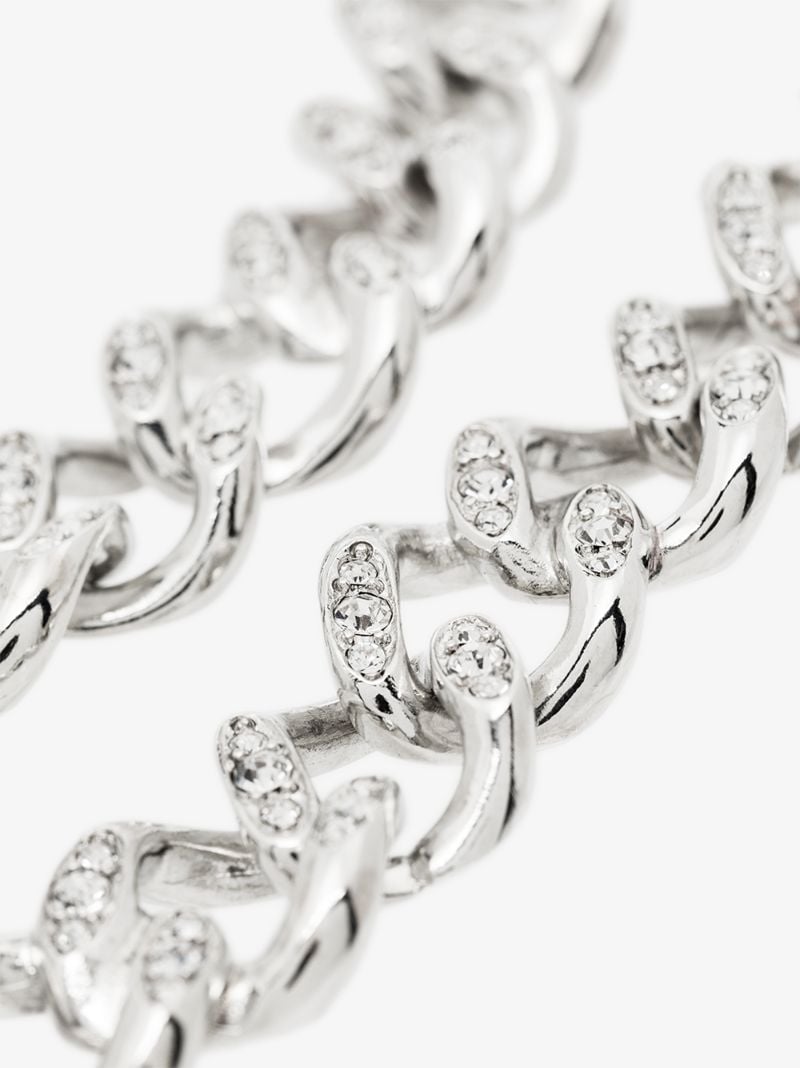 Silver Tone Crystal Chain Link Necklace