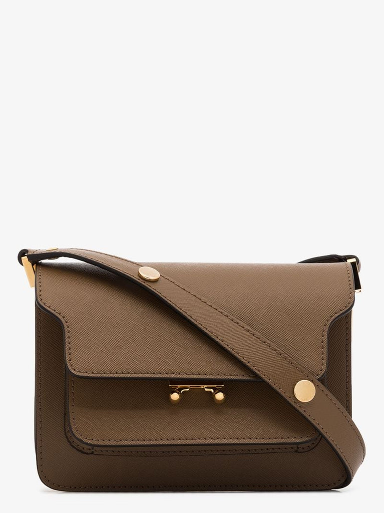 Brown Trunk Leather Shoulder Bag