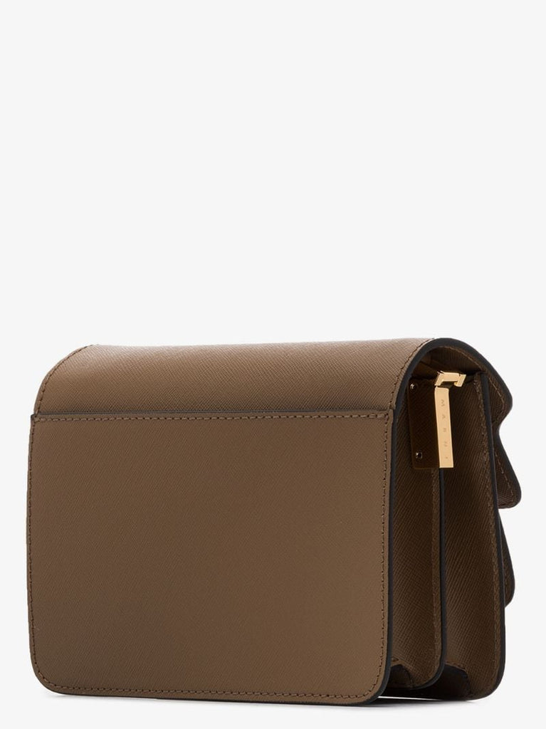 Brown Trunk Leather Shoulder Bag