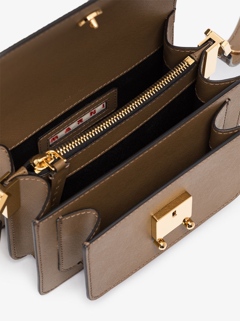 Brown Trunk Leather Shoulder Bag