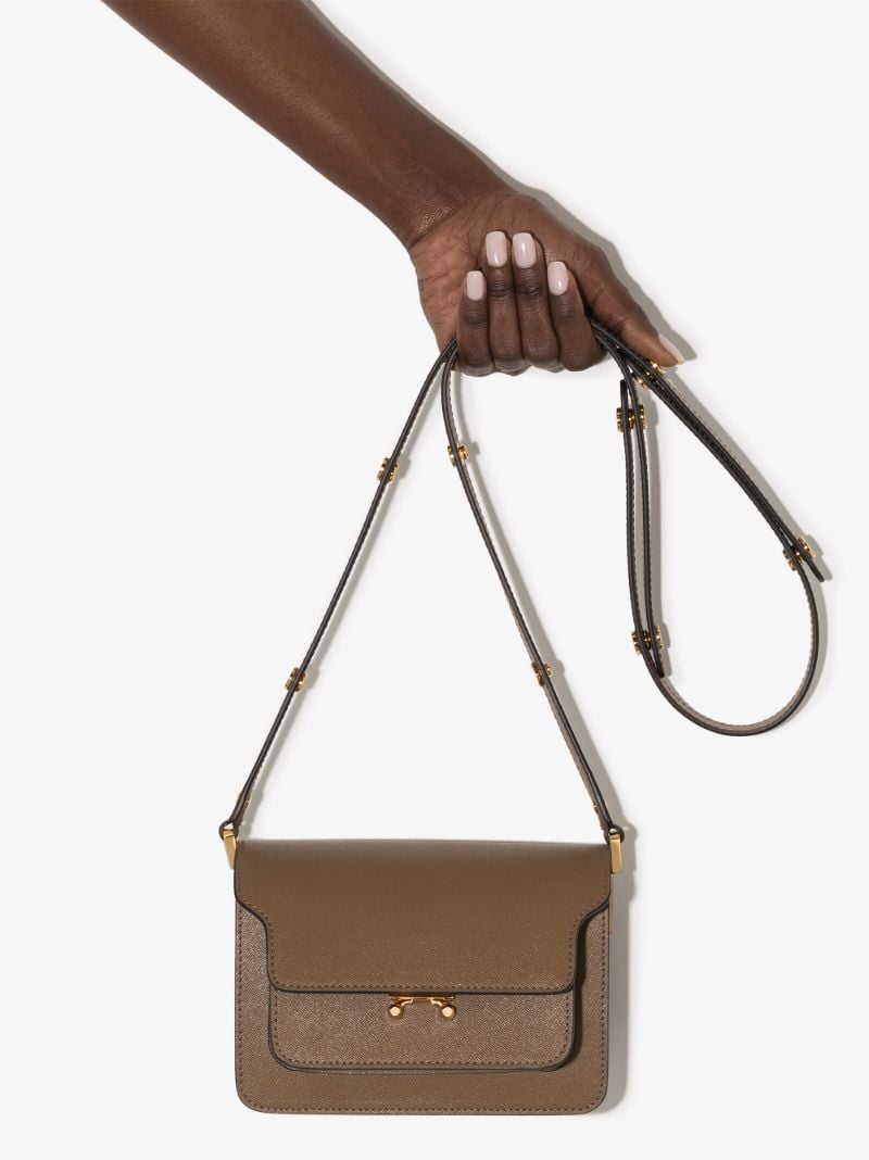 Brown Trunk Leather Shoulder Bag
