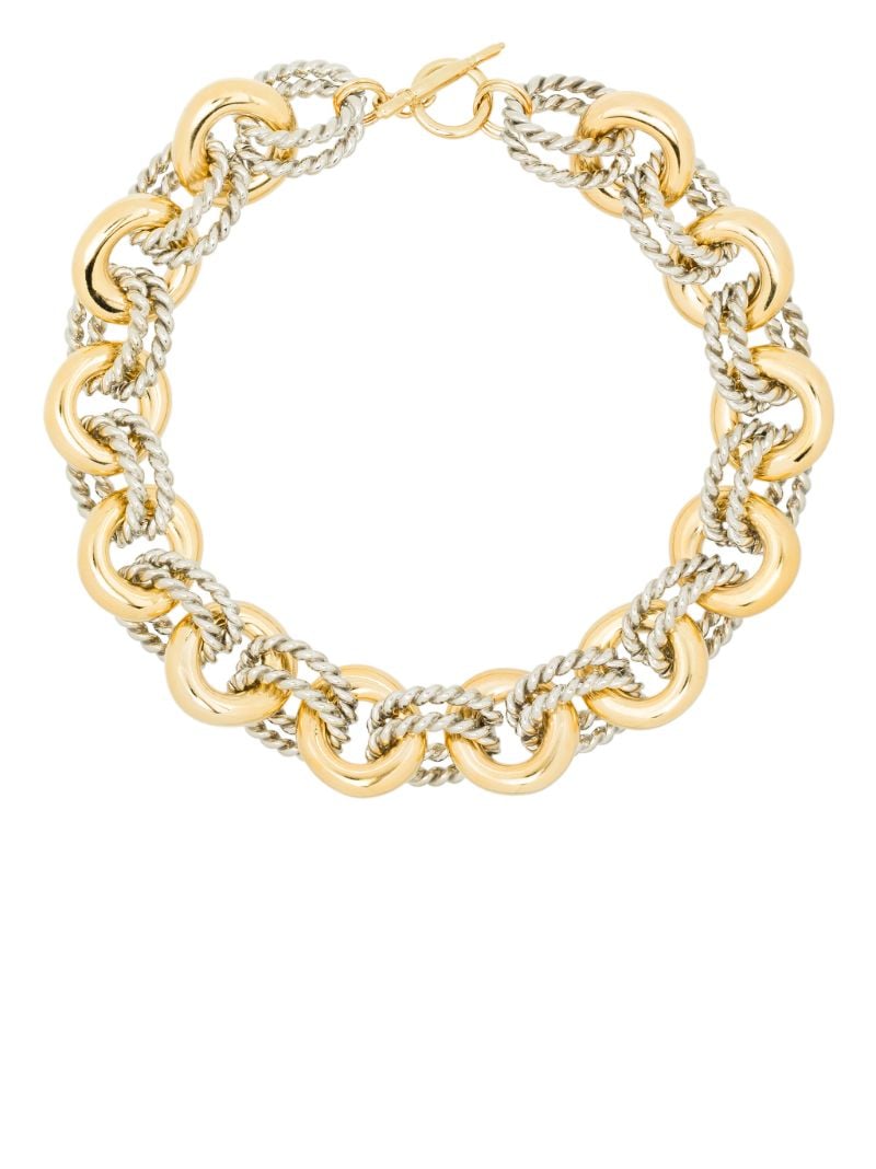 Gold and Silver Tone Rope Chain Necklace