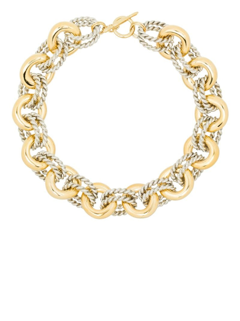 Gold and Silver Tone Rope Chain Necklace