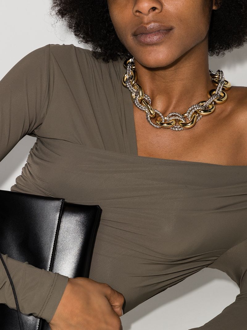 Gold and Silver Tone Rope Chain Necklace