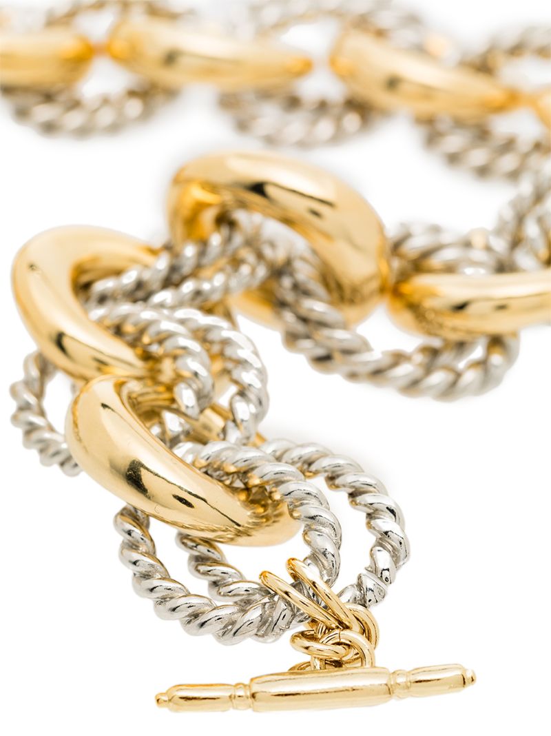Gold and Silver Tone Rope Chain Necklace
