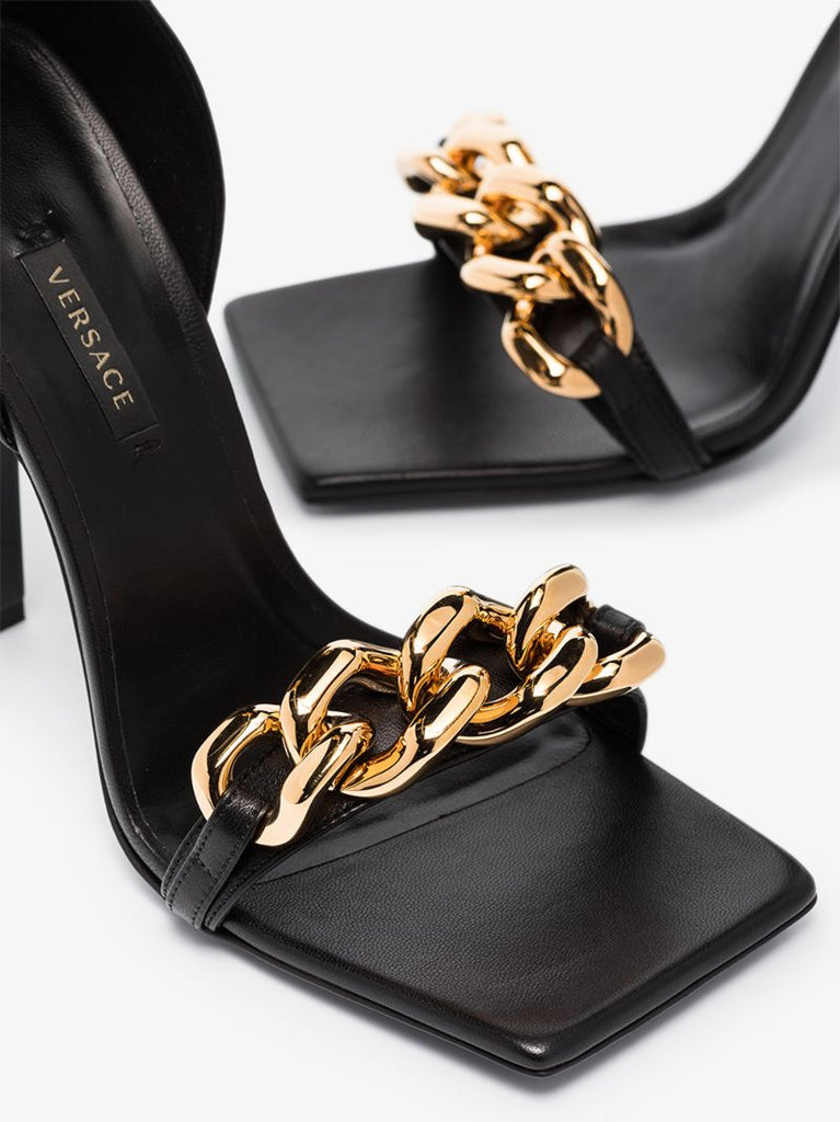 Black 110 Chain Embellished Sandals