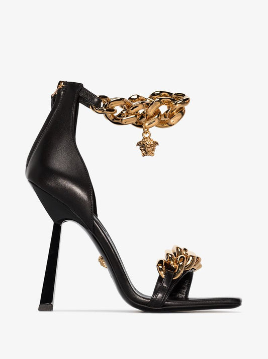 Black 110 Chain Embellished Sandals
