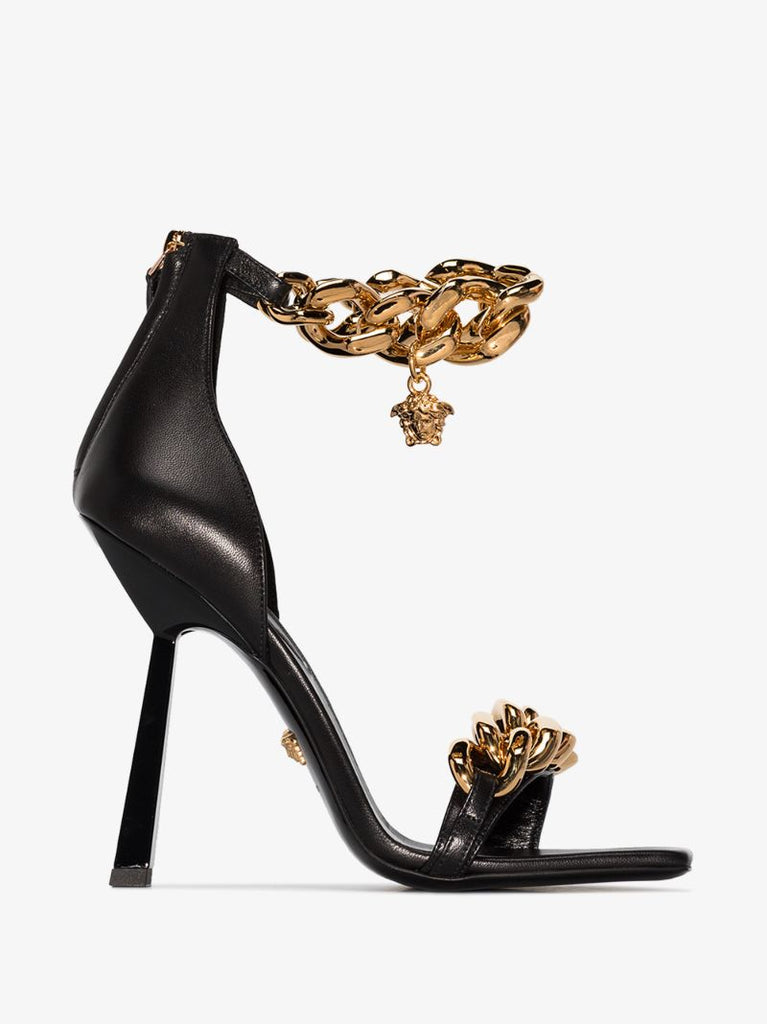 Black 110 Chain Embellished Sandals
