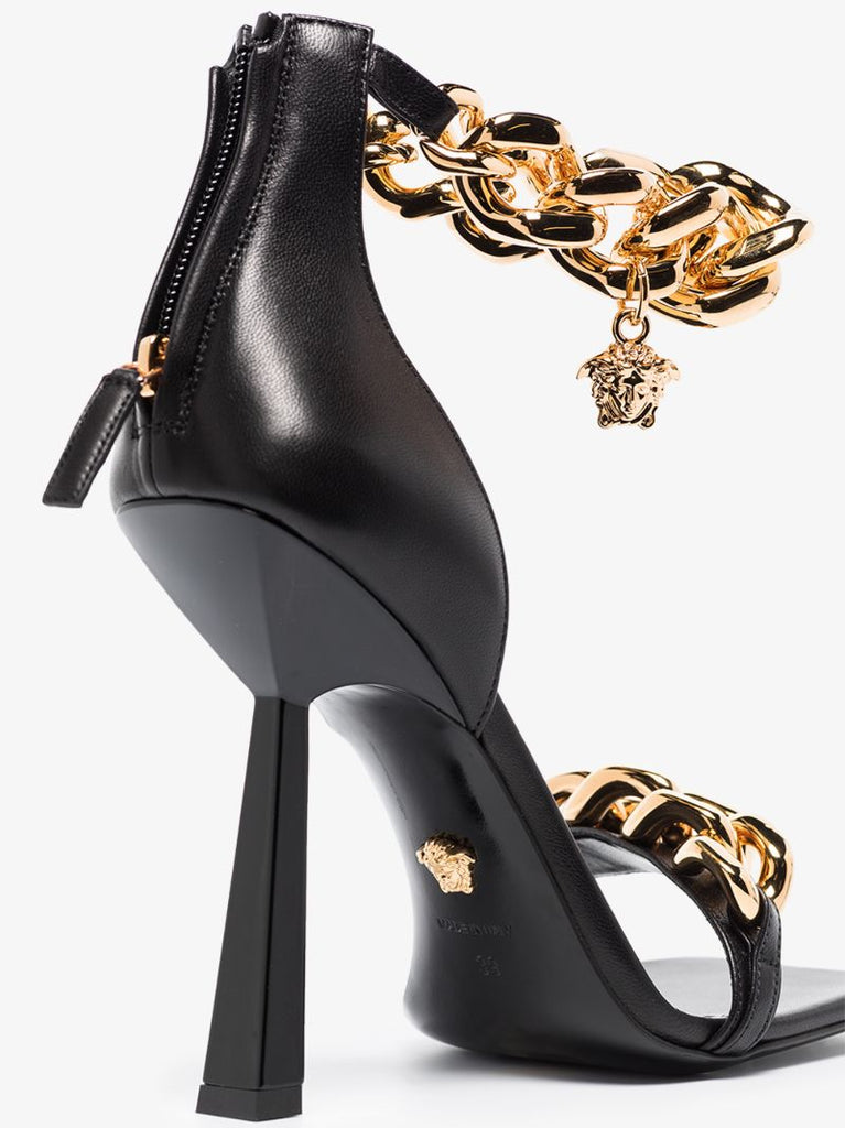Black 110 Chain Embellished Sandals