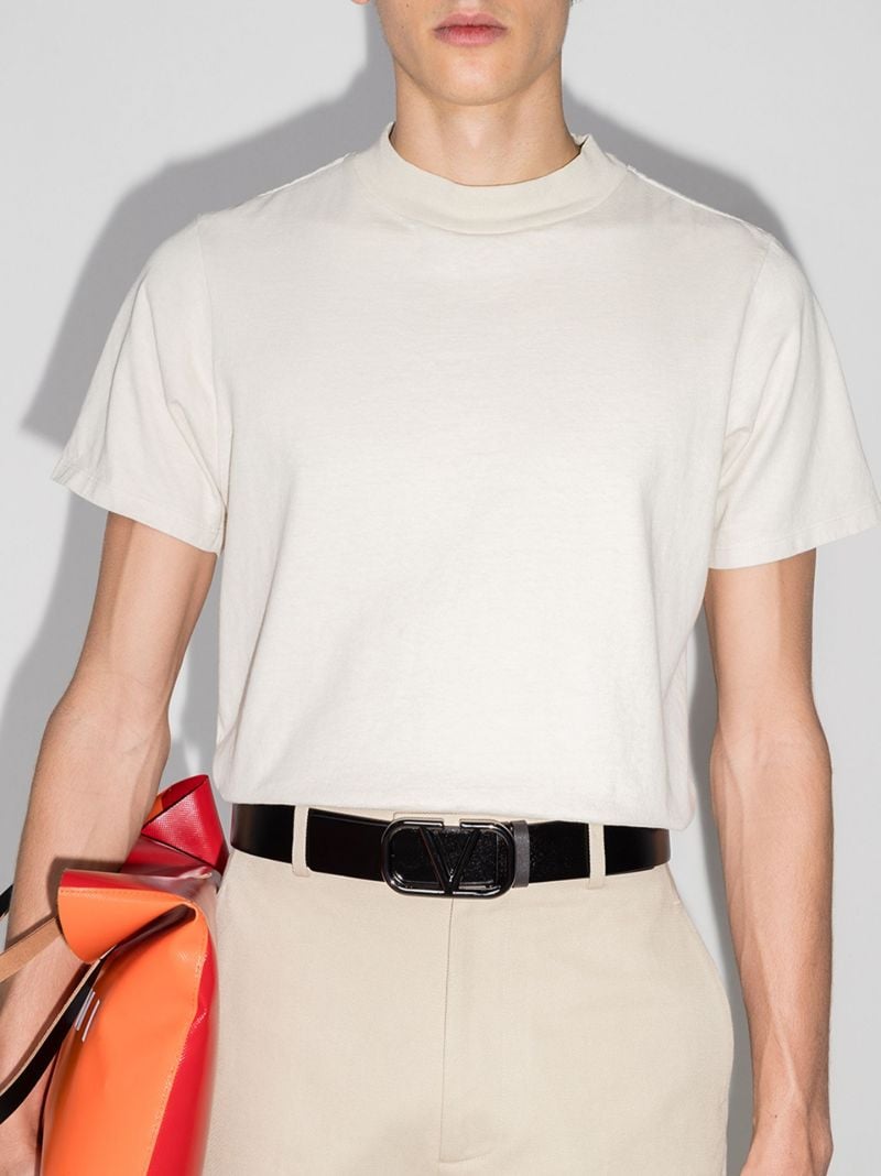 Black Vlogo Leather Belt