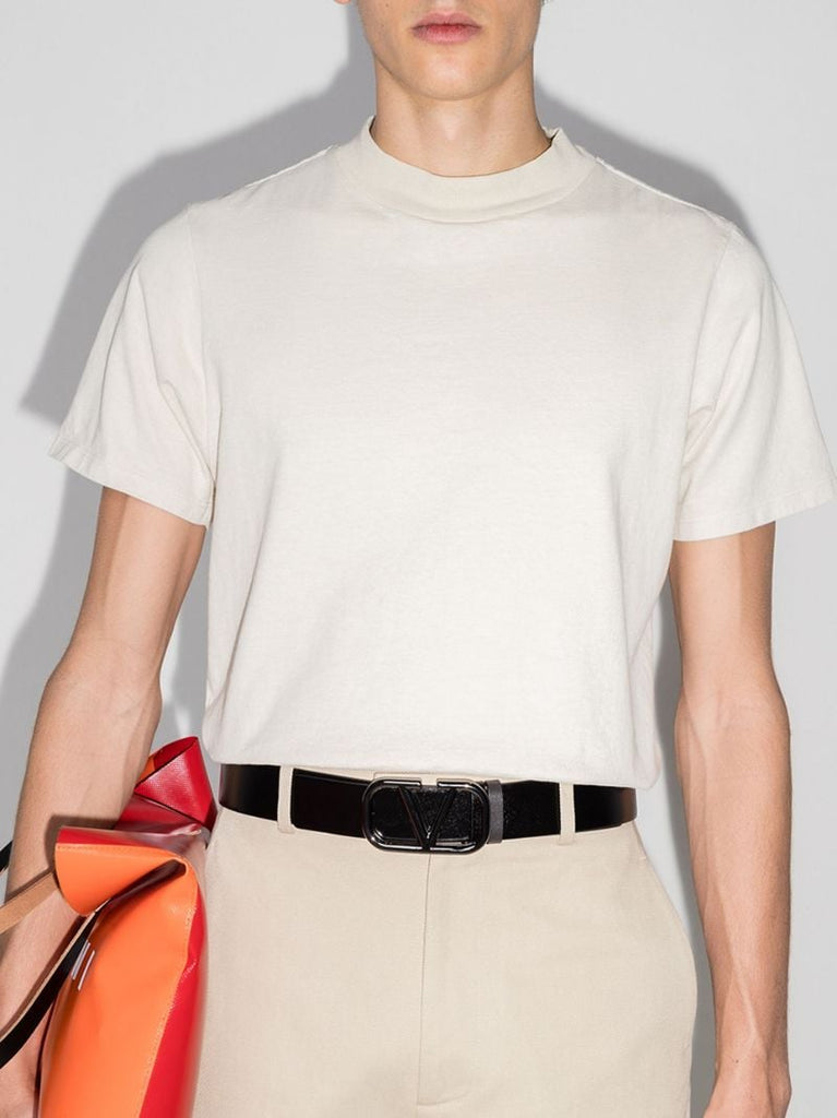 Black Vlogo Leather Belt