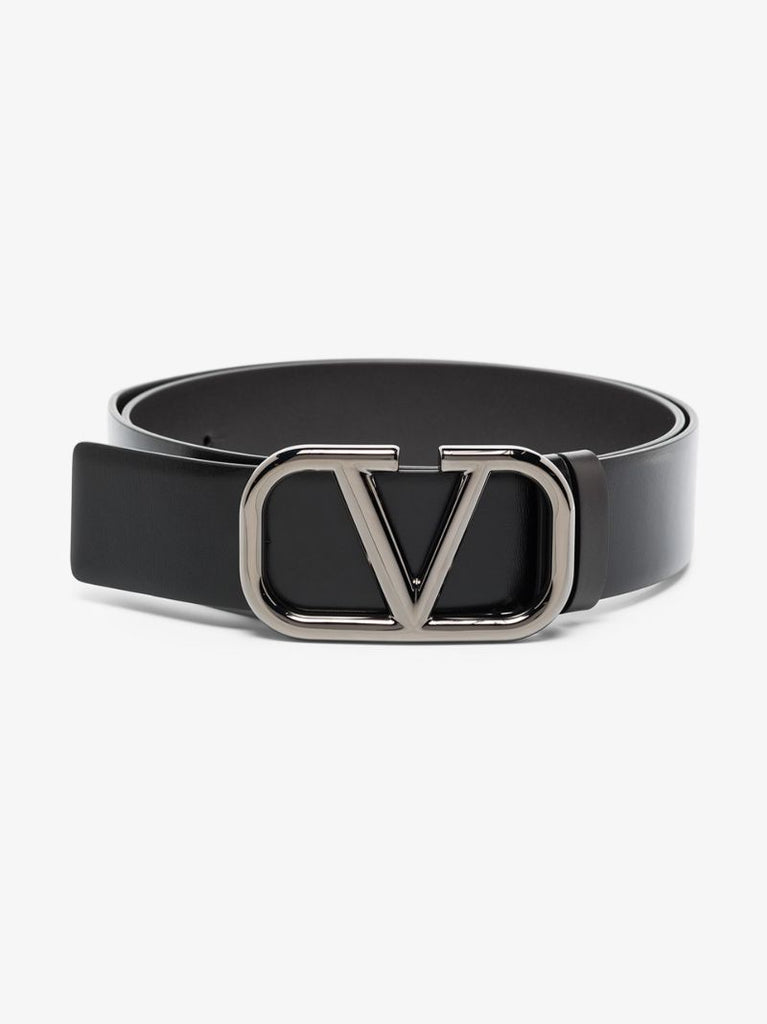 Black Vlogo Leather Belt