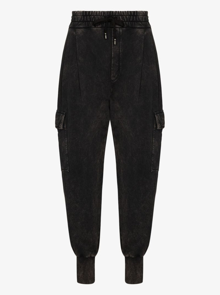 Acid-wash Cargo Track Pants