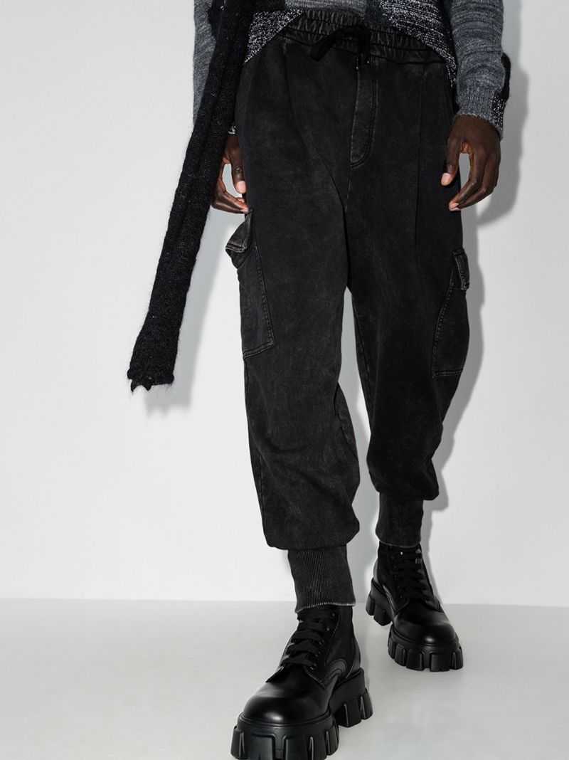 Acid-wash Cargo Track Pants