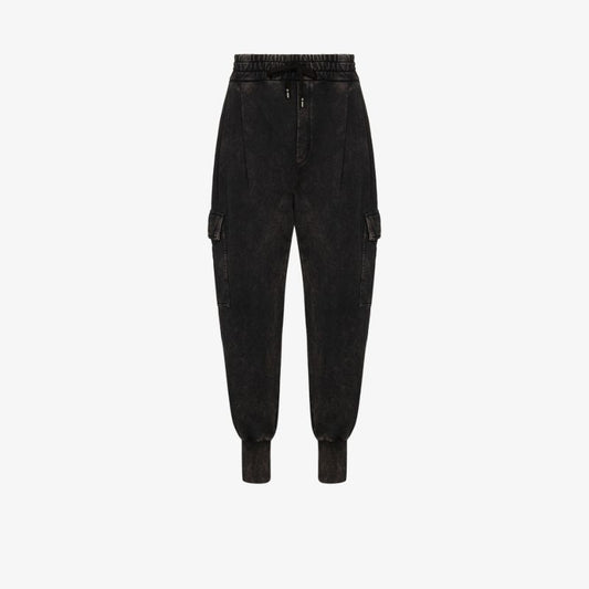 Acid-wash Cargo Track Pants