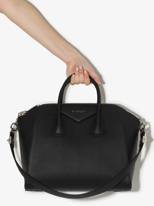 Black Antigona Medium Leather Tote Bag