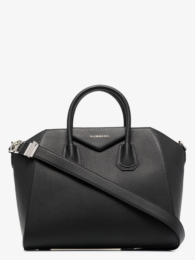 Black Antigona Medium Leather Tote Bag