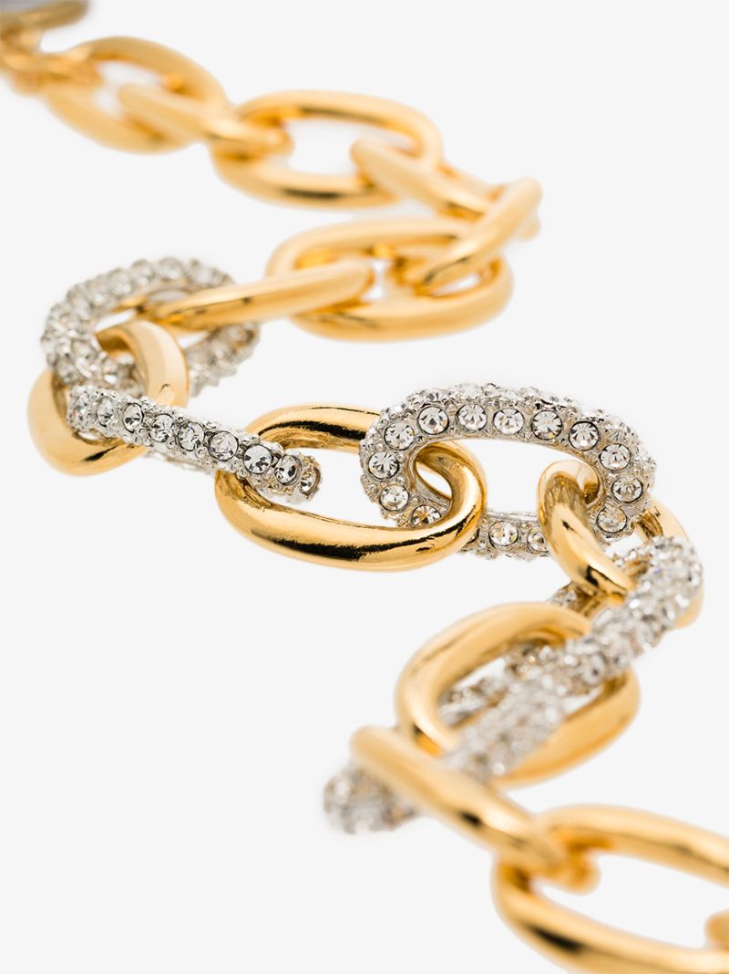Gold Tone Crystal Link Necklace
