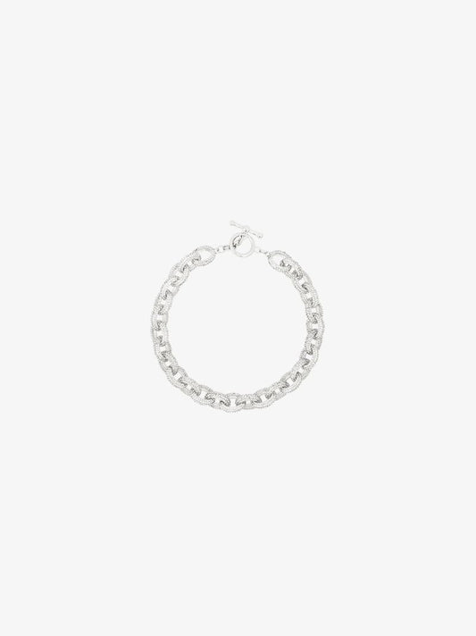 Silver Tone Crystal Oval Chain Link Necklace