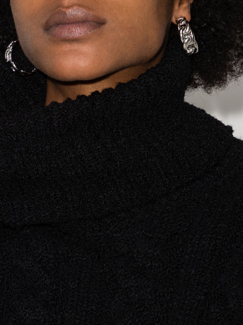 Silver Tone Chain Link Hoop Earrings