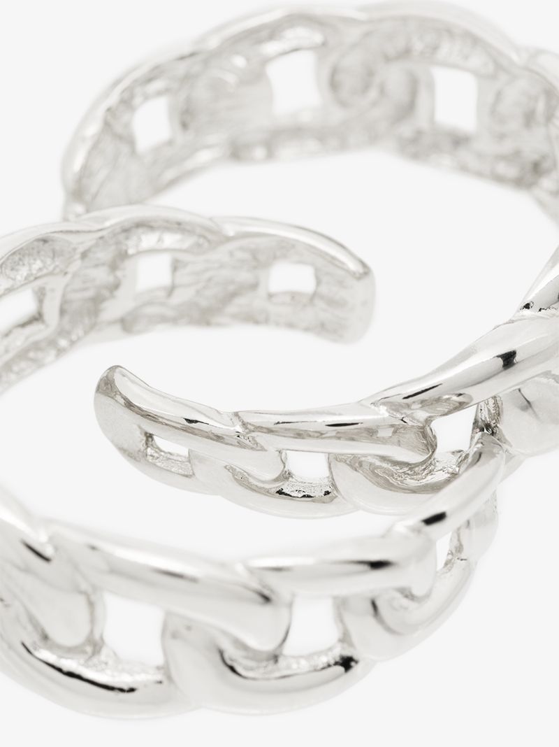 Silver Tone Chain Link Hoop Earrings