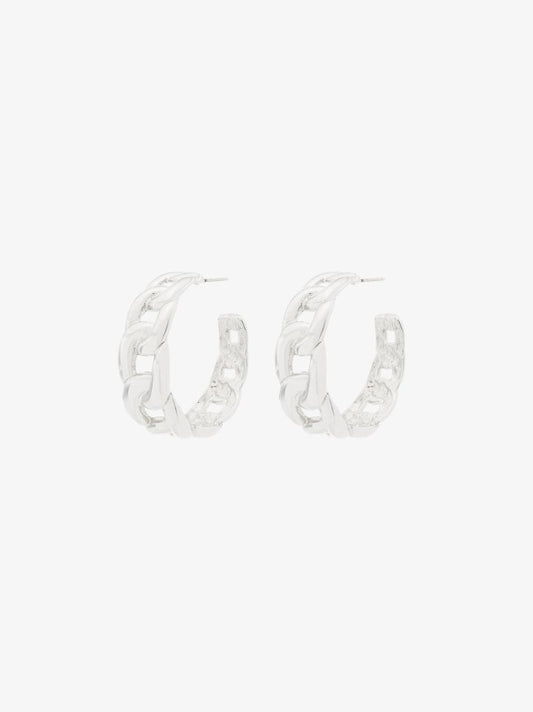 Silver Tone Chain Link Hoop Earrings