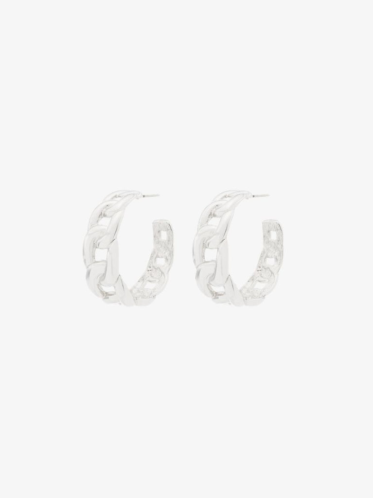 Silver Tone Chain Link Hoop Earrings