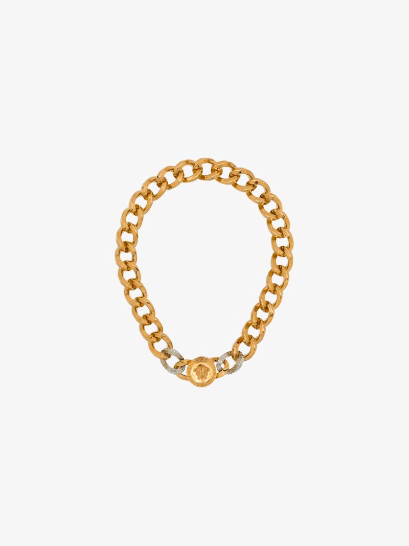 Gold Tone Contrast Medusa Chain Necklace