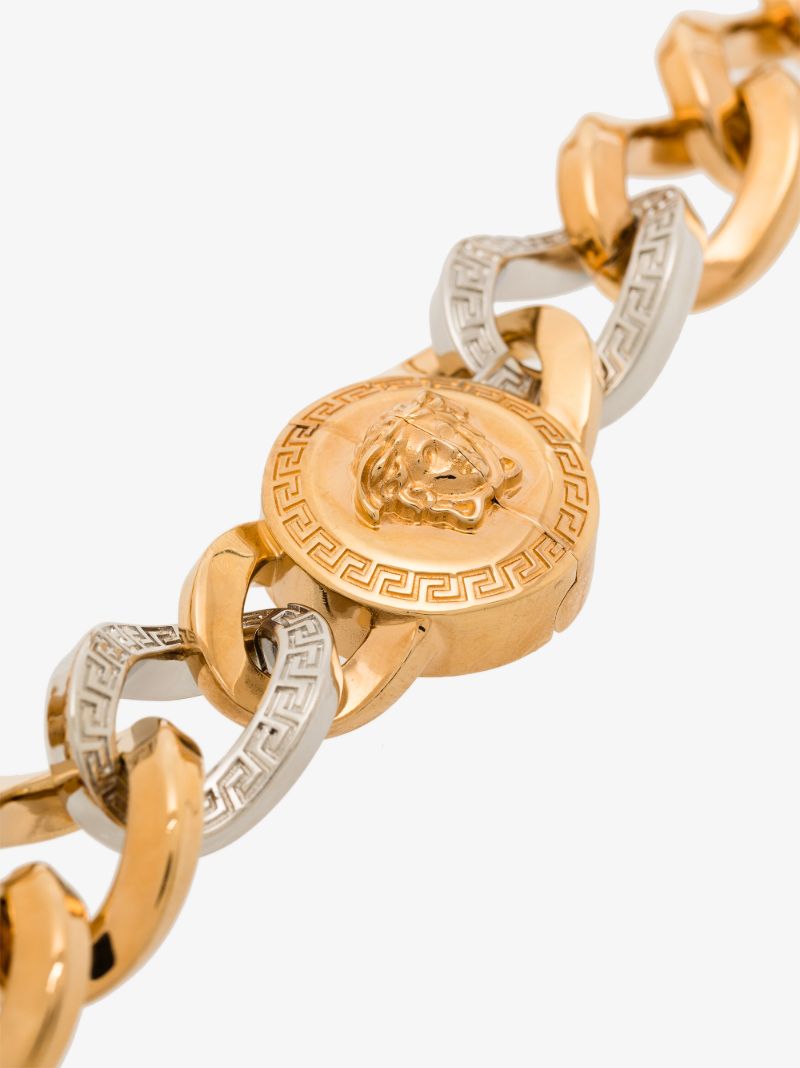 Gold Tone Contrast Medusa Chain Necklace
