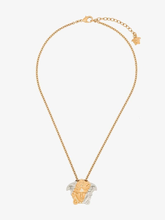 Gold Tone Spliced Medusa Pendant Necklace