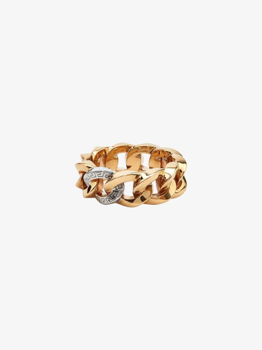 Gold Tone Medusa Chain Ring