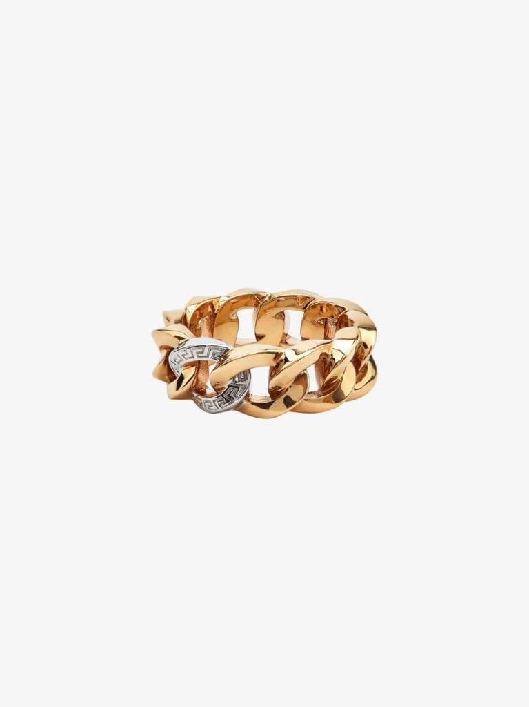 Gold Tone Medusa Chain Ring