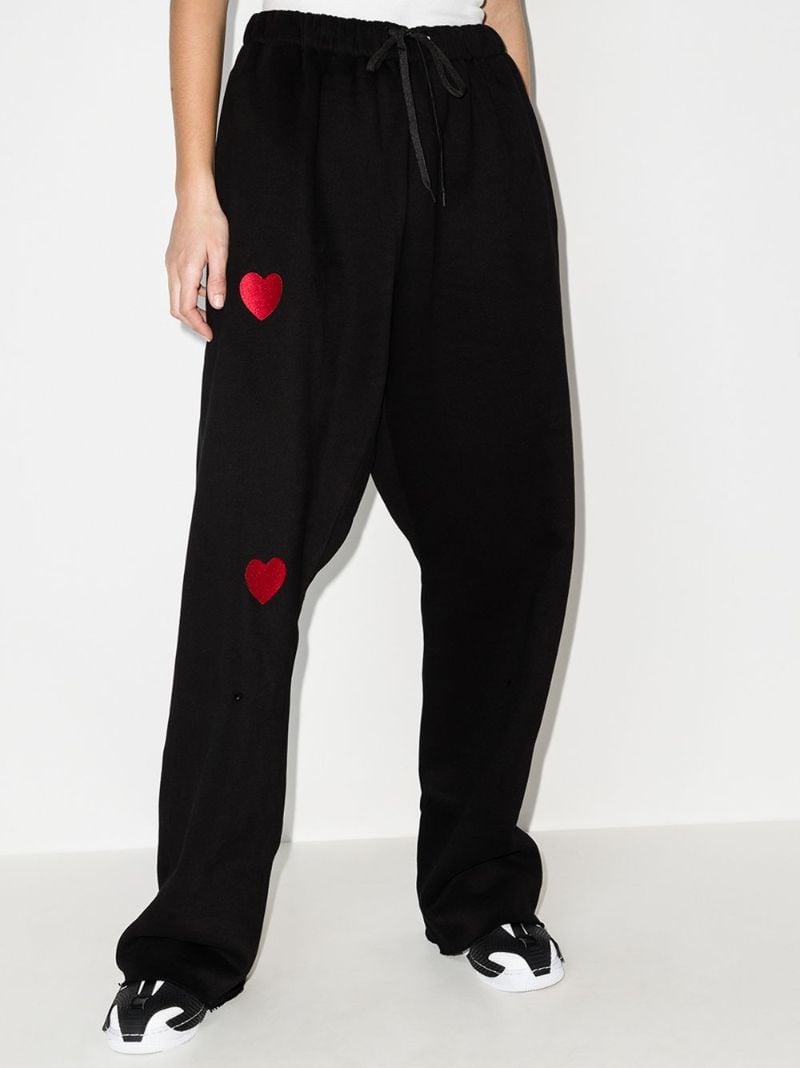 Heart-embroidered Wide-leg Trousers