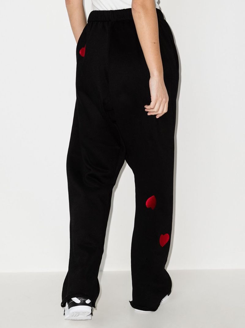 Heart-embroidered Wide-leg Trousers