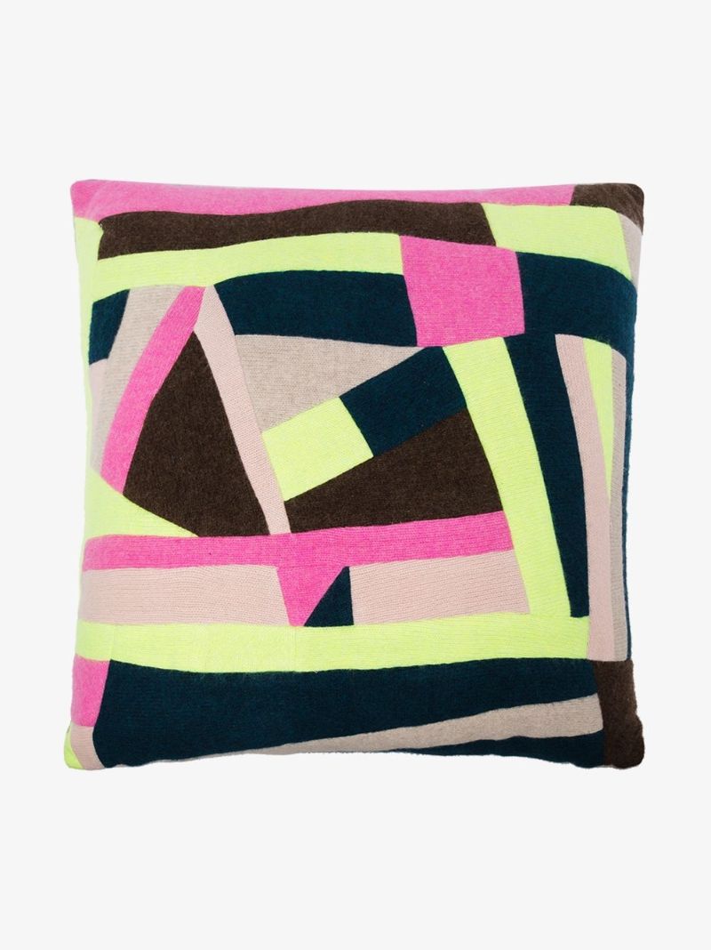 Multicoloured Abstract Patchwork Cushion