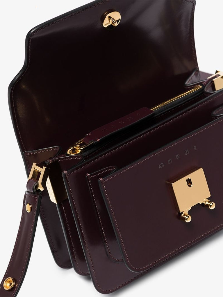 Burgundy Trunk Leather Shoulder Bag