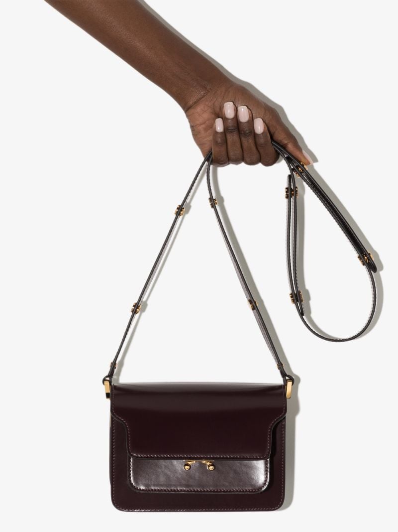 Burgundy Trunk Leather Shoulder Bag