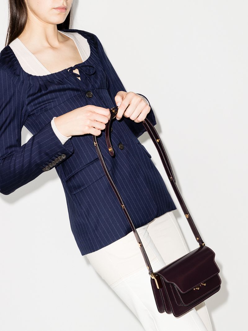 Burgundy Trunk Leather Shoulder Bag