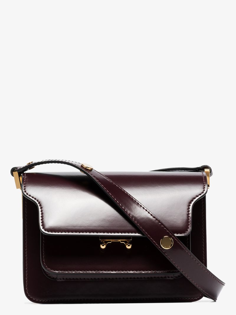 Burgundy Trunk Leather Shoulder Bag
