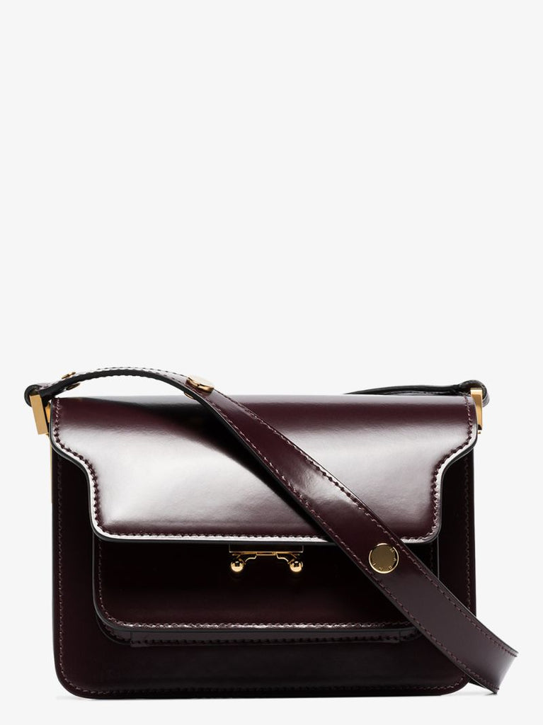 Burgundy Trunk Leather Shoulder Bag