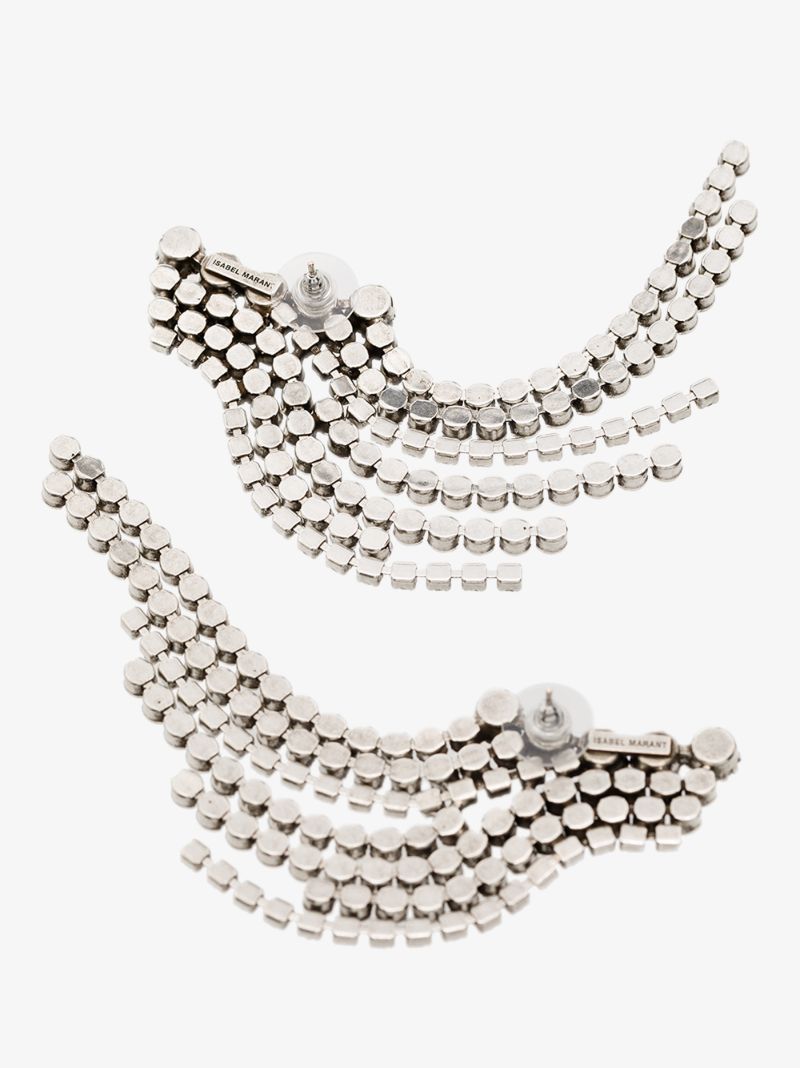Silver Tone Crystal Cascade Earrings