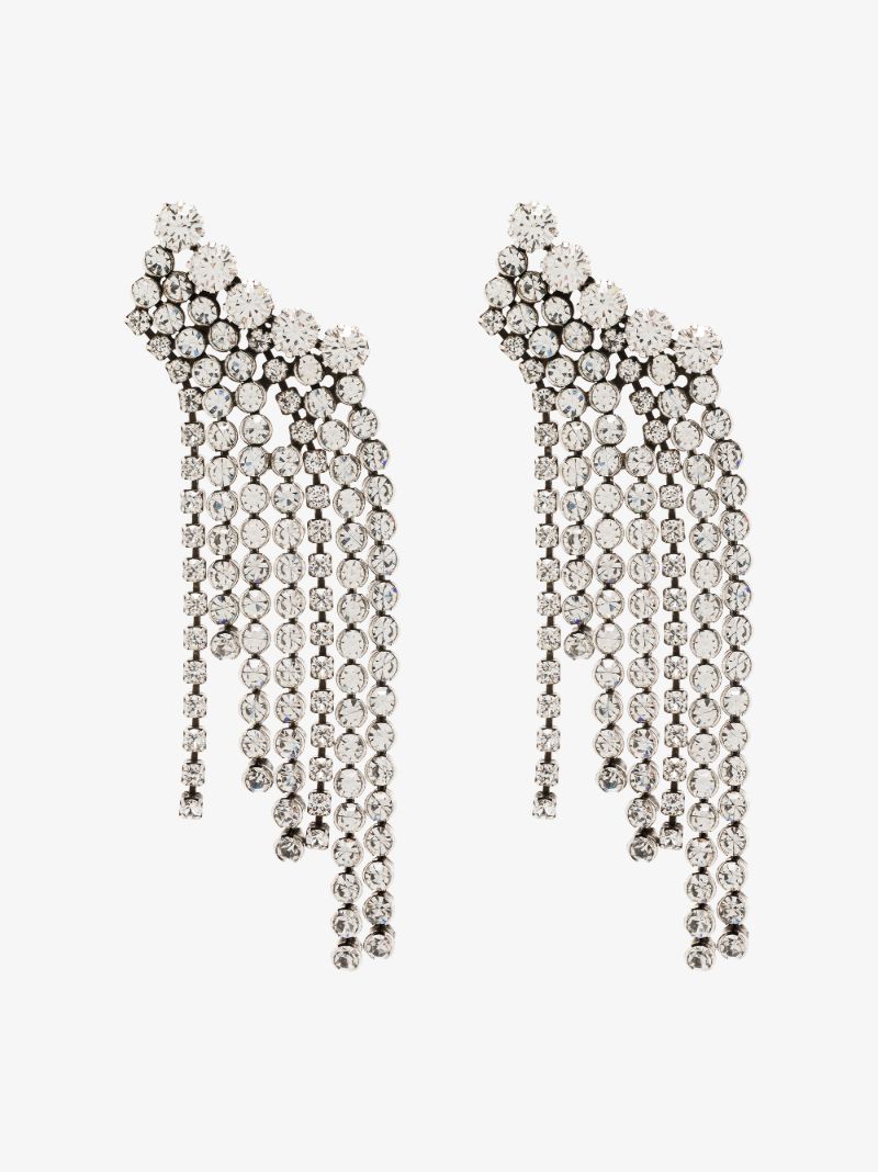 Silver Tone Crystal Cascade Earrings