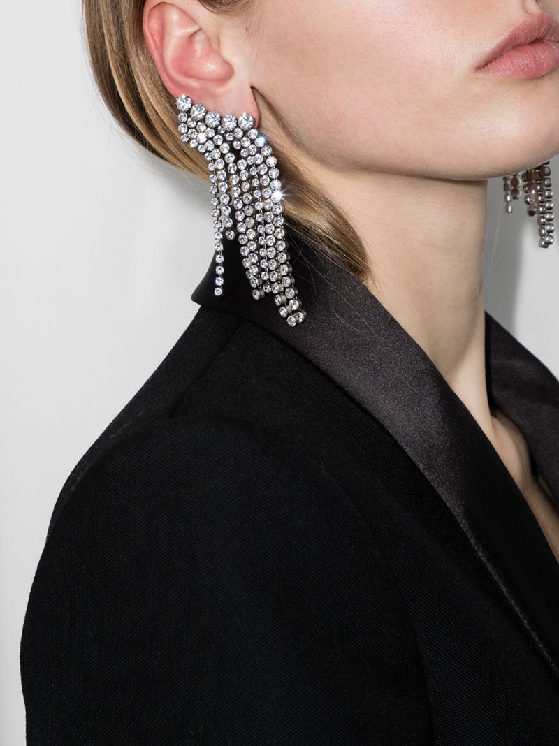 Silver Tone Crystal Cascade Earrings