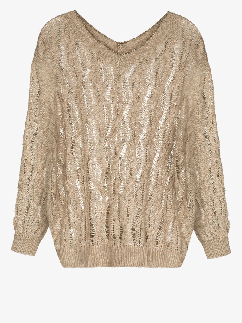 V-neck Cable Knit Sweater