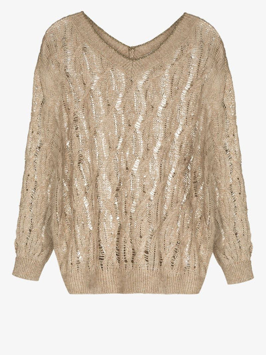 V-neck Cable Knit Sweater
