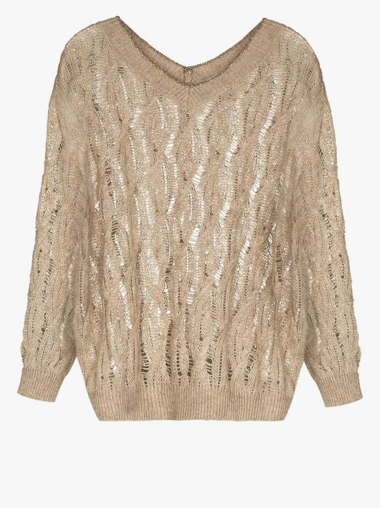 V-neck Cable Knit Sweater