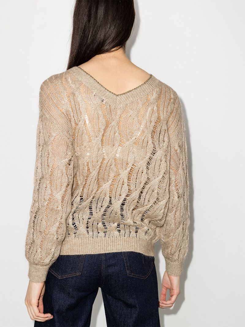V-neck Cable Knit Sweater
