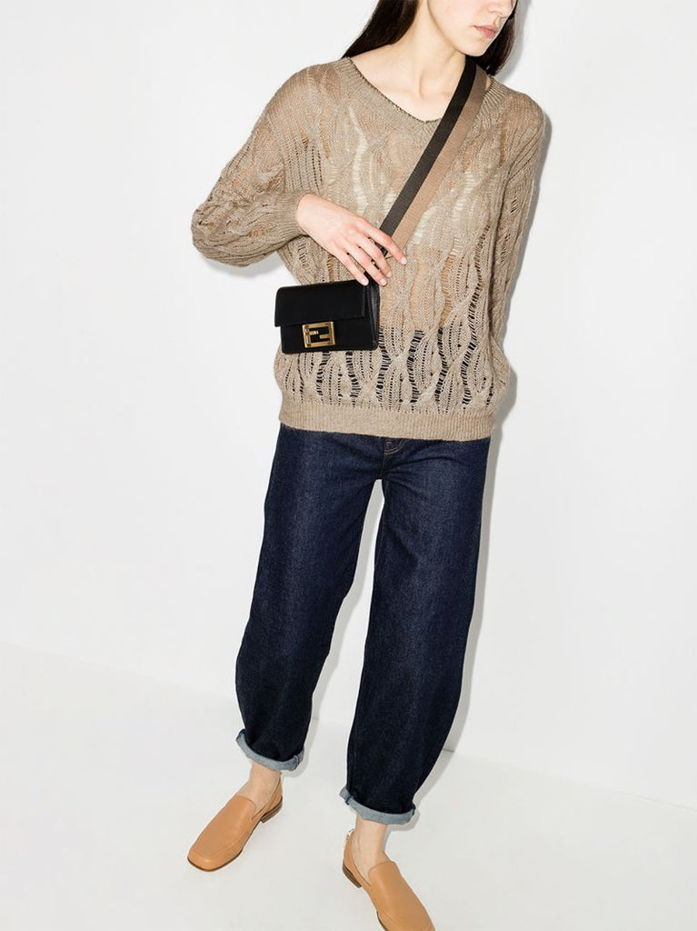 V-neck Cable Knit Sweater
