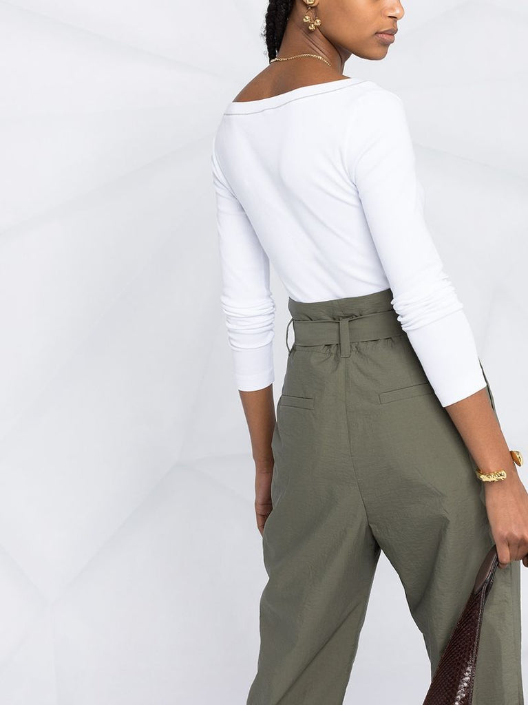 White Monilli Bead-embellished Long-sleeve Top